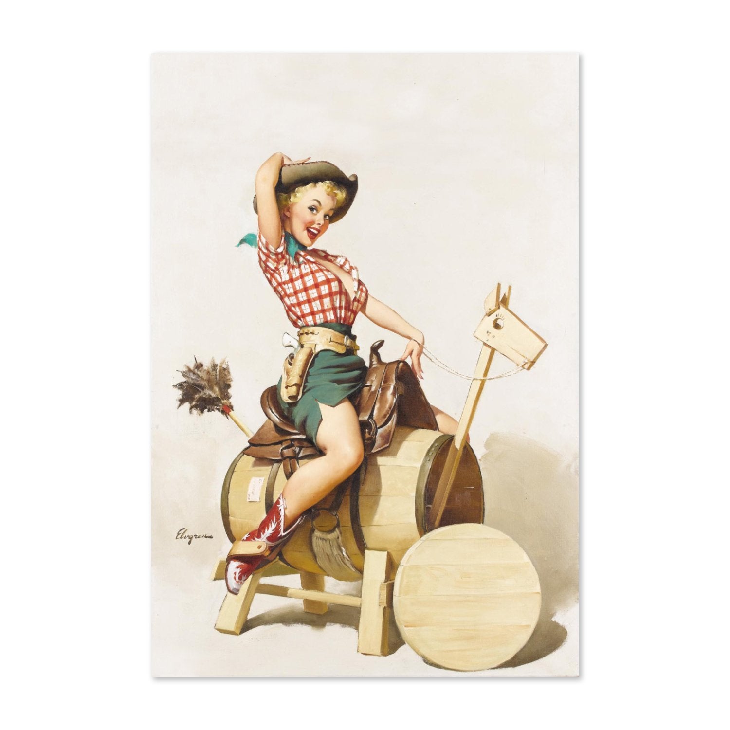 Sitting Pretty by Gil Elvgren, pin-up poster — framed print